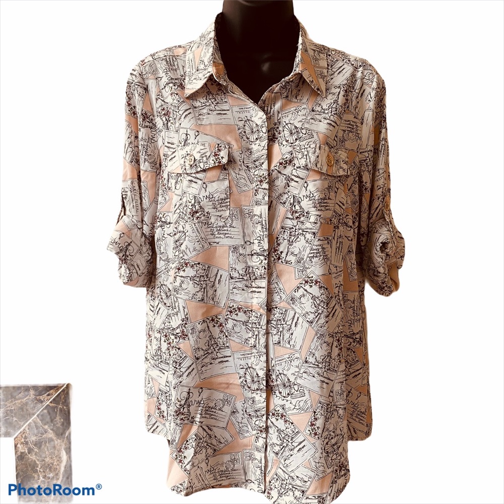 NWT KARL LAGERFELD PARIS Postal card BLOUSE M